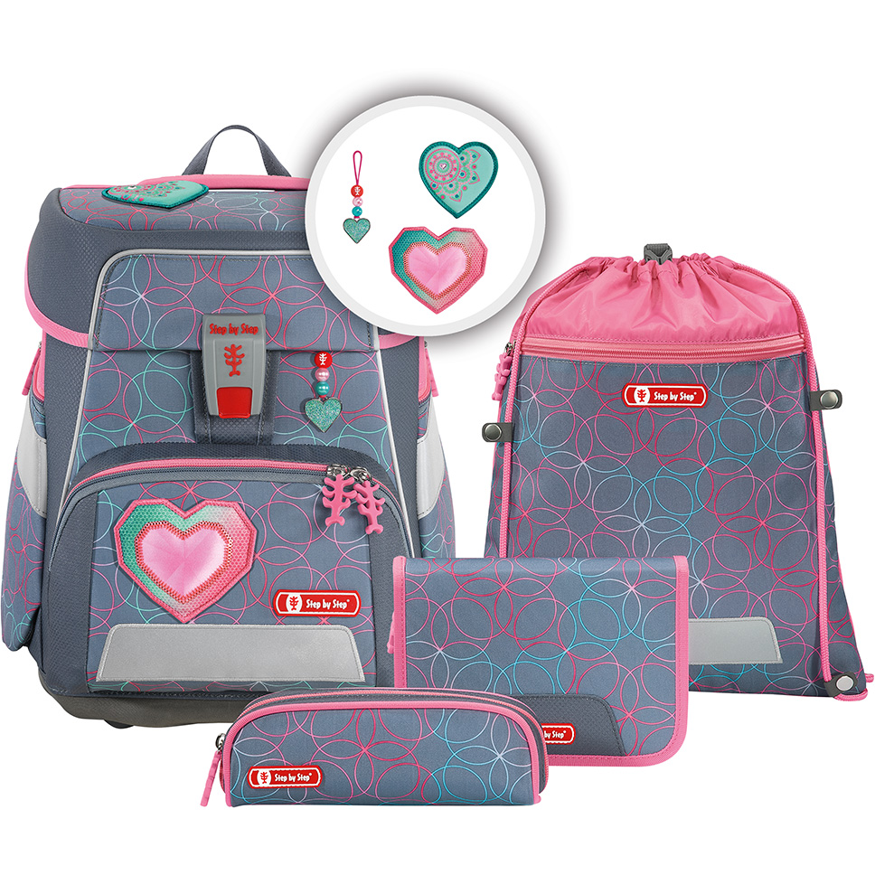 Step by Step SPACE Schulranzenset Glitter Heart Hazle